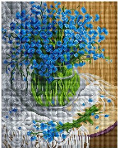 DIY 보석십자수 (캔버스형) 블루안개꽃 50x40cm
