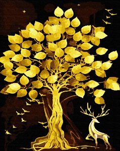 명화그리기 황금 재물 나무 (골드펄) 40x50cm