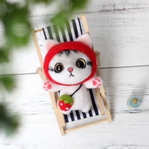 DIY 양모펠트 딸기 고양이