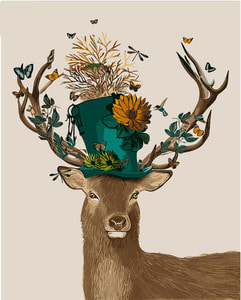 명화그리기- 모자쓴 꽃 사슴40×50cm