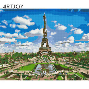 DIY 보석십자수 액자형 구름 속 에펠탑 40X50cm